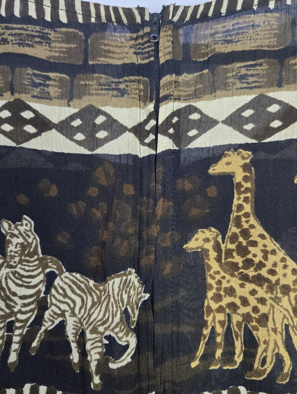 Premier Intern'l Size XL Sleeveless Animal Print maxi dress, Zipper & Slit Back - Picture 7 of 8